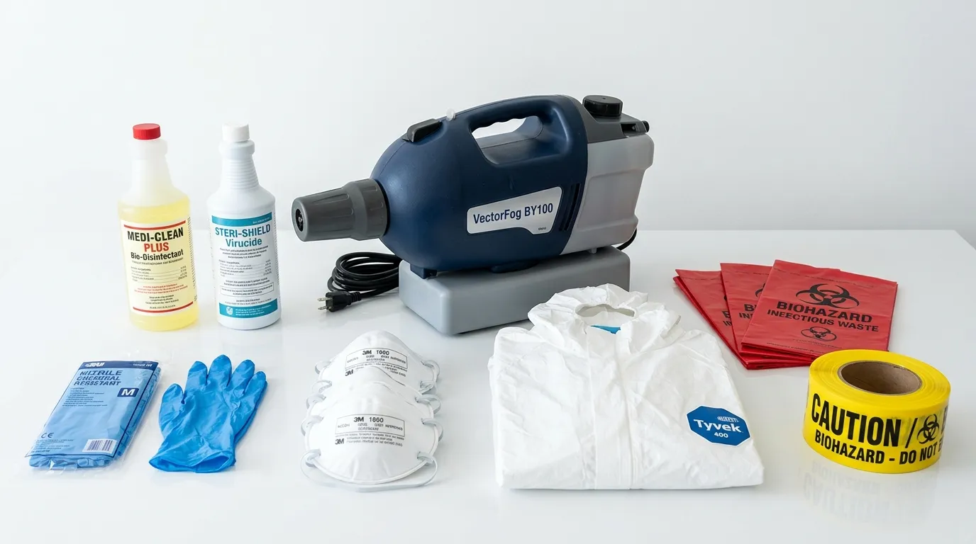 Professional biohazard remediation crew working in Worcester