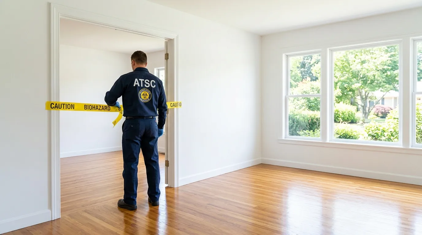 Certified biohazard cleanup crew performing Trauma Scene Cleanup in Worcester